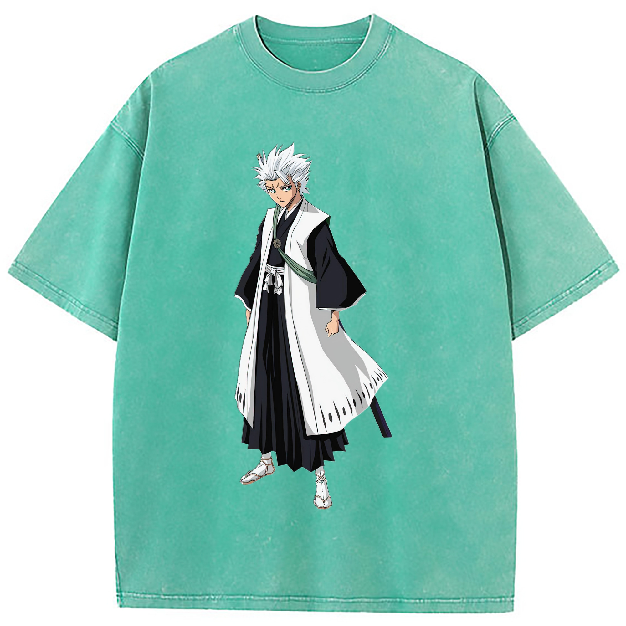 （画像用） ブリーチ 日番谷冬獅郎（ひつがや とうしろう） BLEACH Hitsugaya Toushirou 綿100% ヴィンテージ風 半袖Tシャツ（フロントプリント）